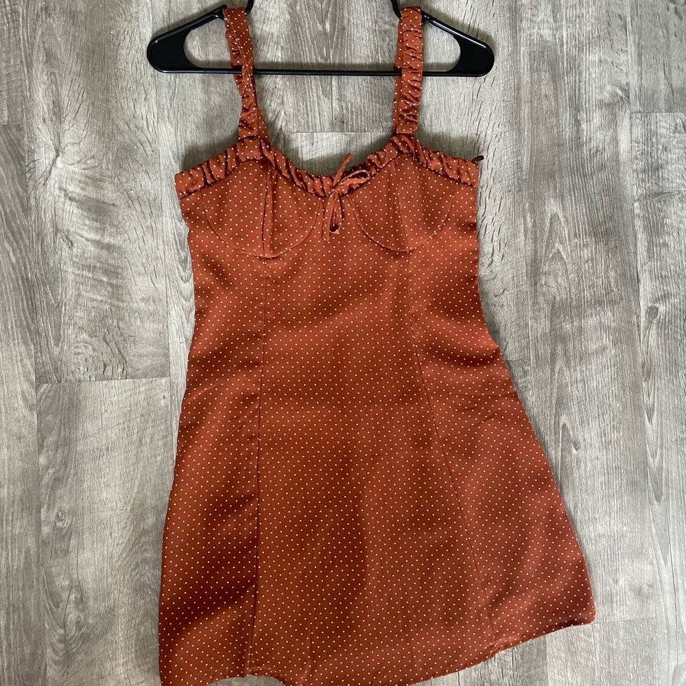 Shop isalis orange polka dot dress
